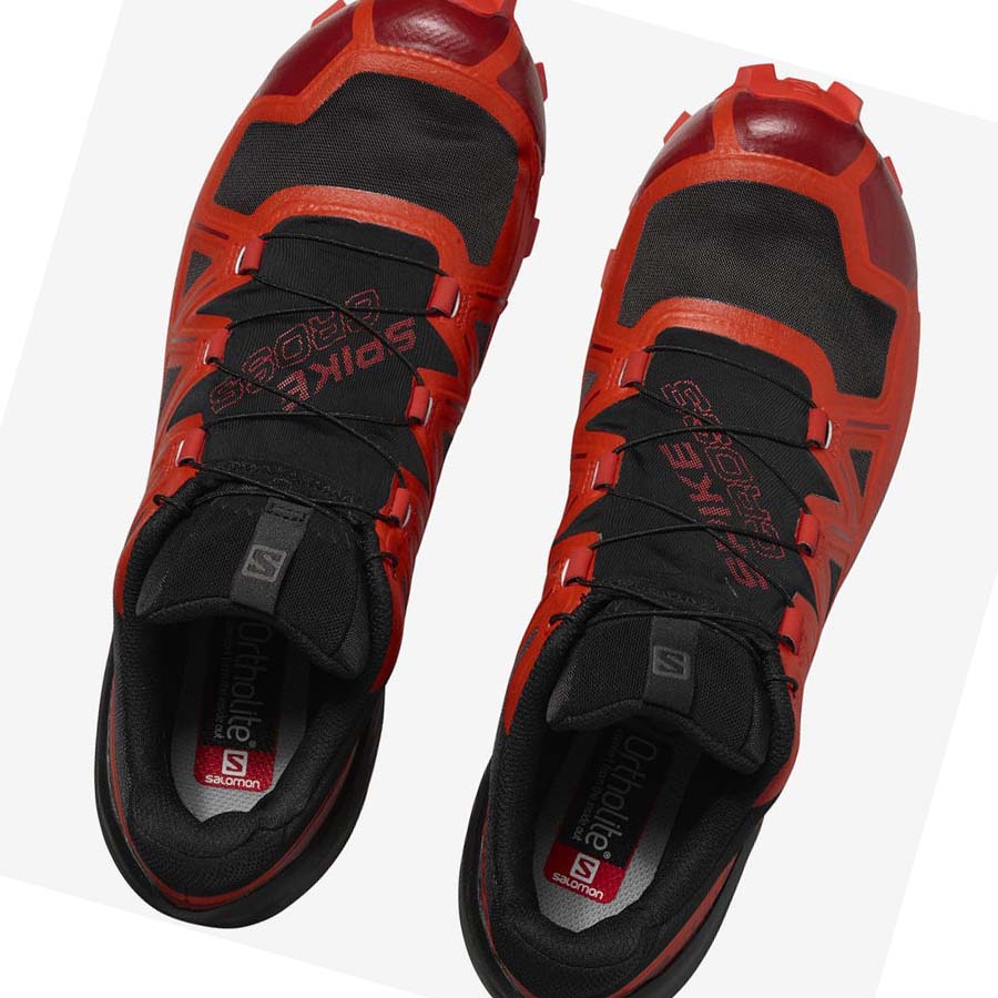 Salomon SPIKECROSS 5 GORE-TEX Trail Futócipő Férfi Fekete Piros | HU 2100JPQ